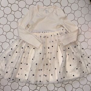 Elegant Cream Polka Dot Kids Dress 5T